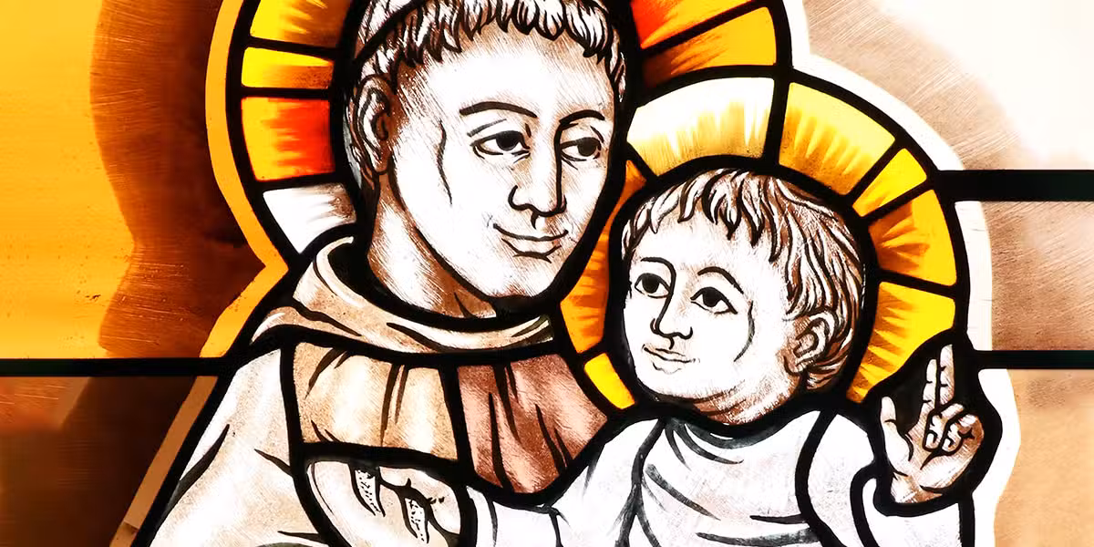 Saint Anthony holds the child jesus