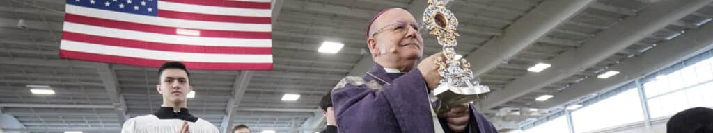 Mass is celebrated with a relic of St. Carlo Acutis.