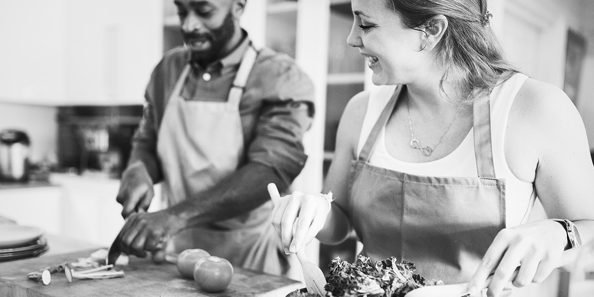 couple cooking in the kitchen