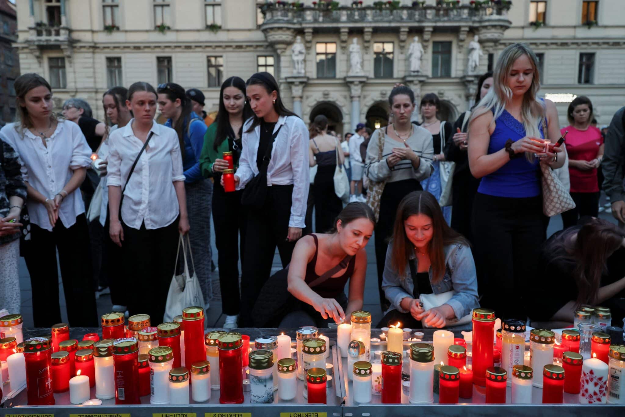 People light candles in the main square of Graz, Austria, June 10, 2025, following a deadly shooting at the Dreierschützengasse high school. A former student opened fire at the school in Austria's second-biggest city, killing at least nine people, mostly teenagers, and wounding at least 12 others before taking his own life, authorities said. (OSV News photo/Leonhard Foeger, Reuters)