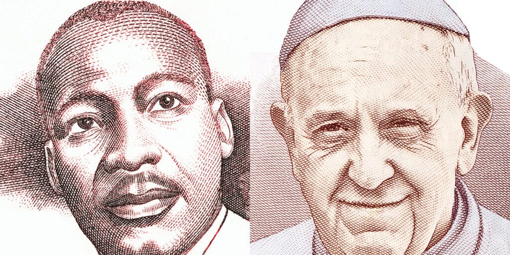 Illustrations of Dr. Martin Luther King Jr. and Pope Francis